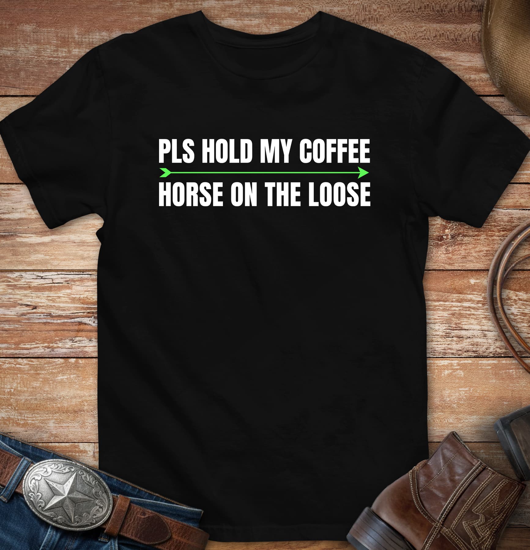 Pls hold my coffee - horse on the loose